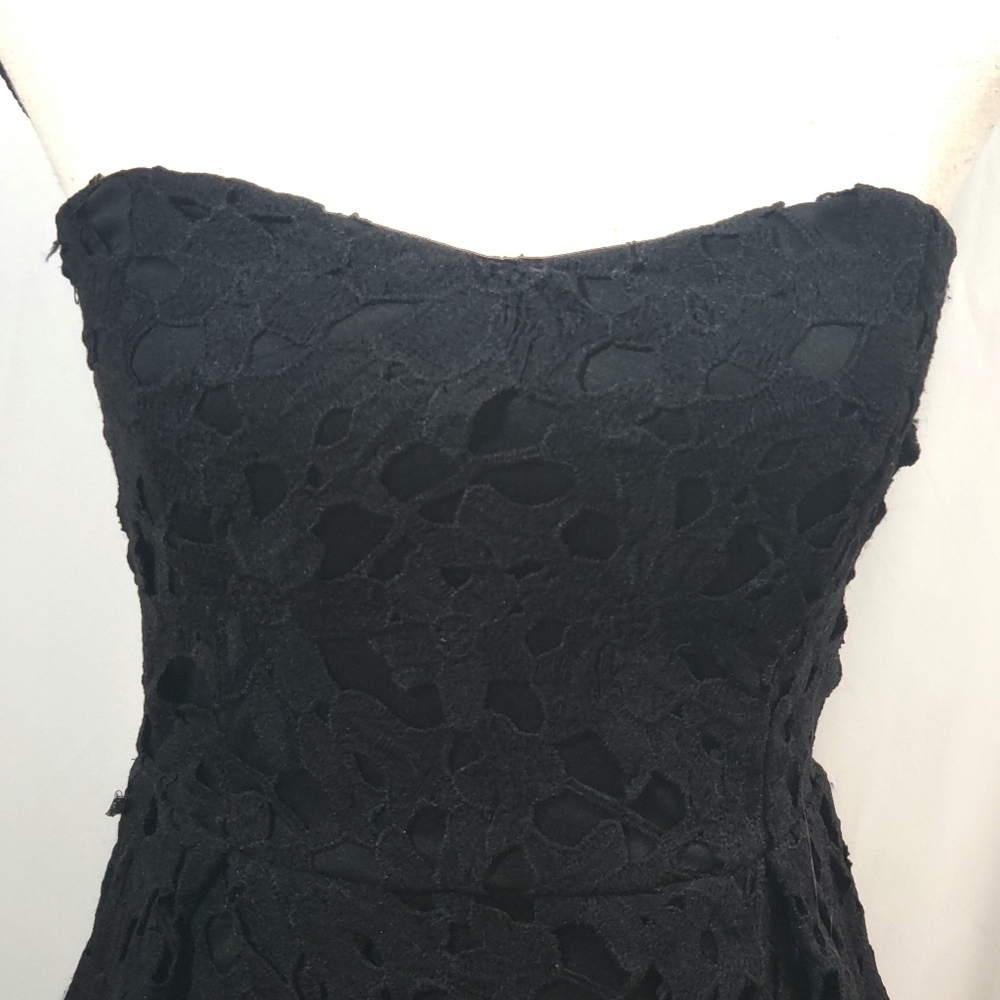 Alya Black Floral Cutout Strapless Dress Size S